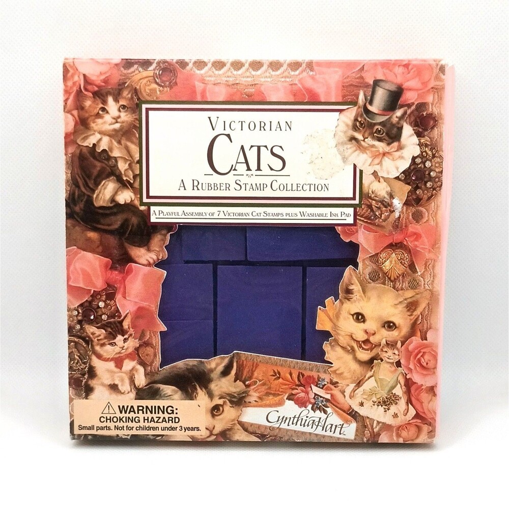 Vintage 1992 Victorian Cats Rubber Stamp Collection Rubber Stampede Cynthia Hart